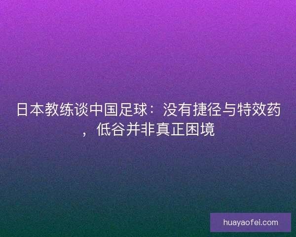 日本教练谈中国足球：没有捷径与特效药，低谷并非真正困境